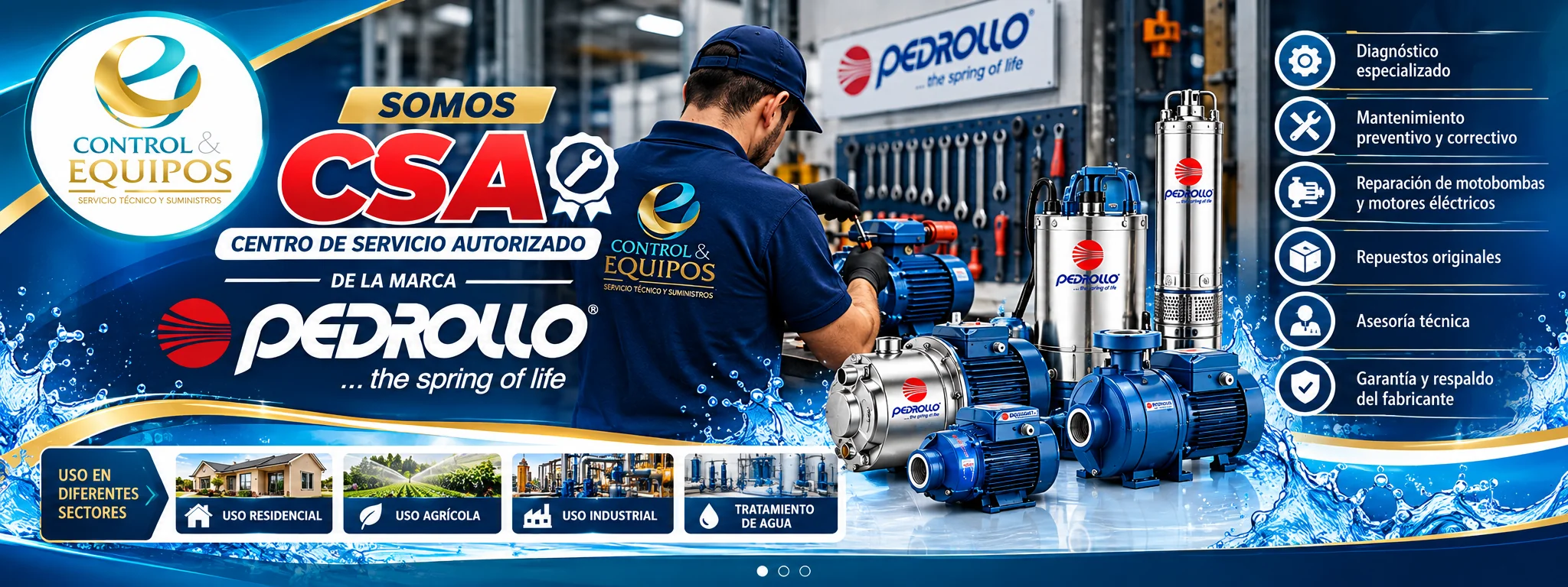 Control y Equipos, Centro de Servicio Autorizado Pedrollo: mantenimiento, diagnósticos y repuestos